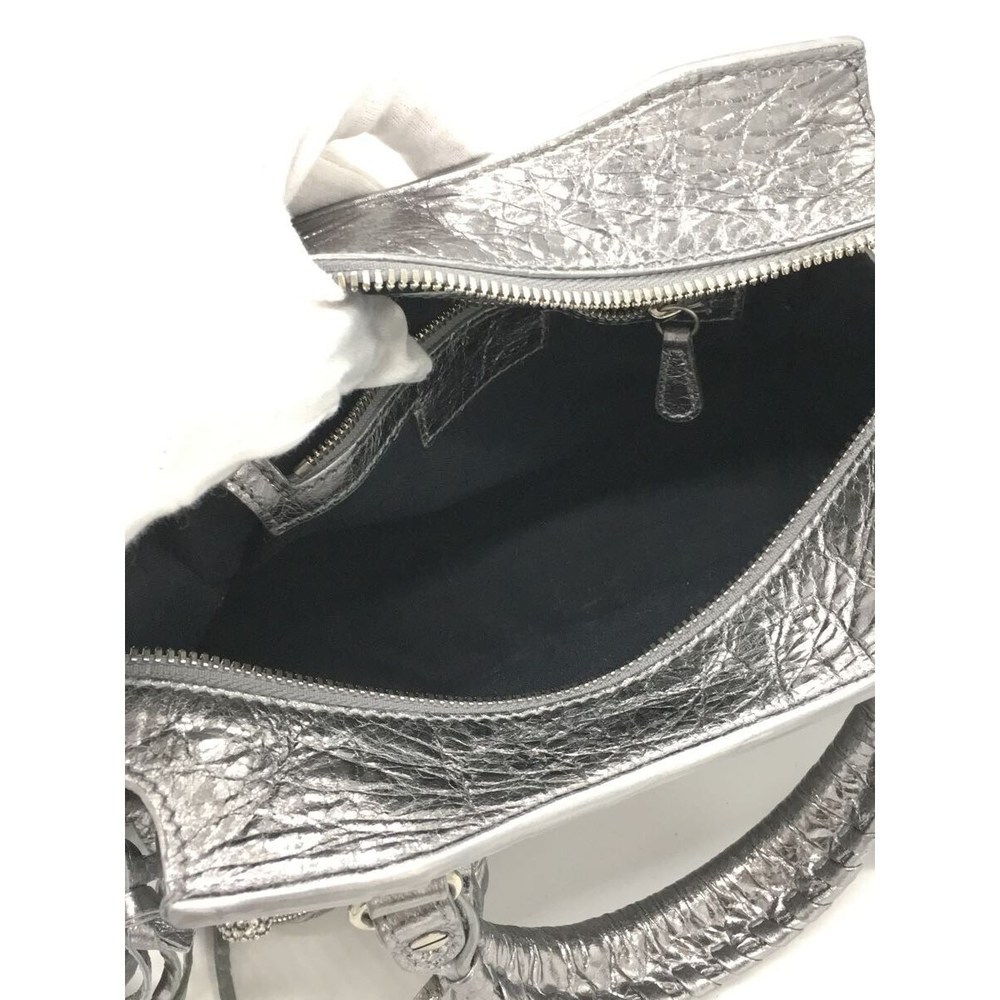 Balenciaga Lamb Leather Silver Shoulder Bag View 5